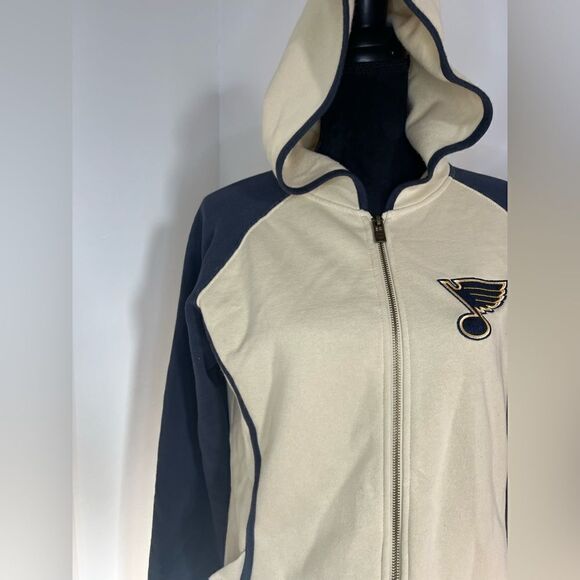 NHL ST LOUIS BLUES VINTAGE HOCKEY ZIP UP JACKET WITH HOOD WOMENS SIZE XL - Picture 8 of 12